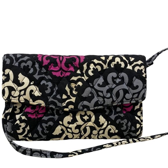 Vera Bradley Quilted Cotton Crossbody Bag/Wallet With Adjustable Strap & Multipl - Picture 4 of 7